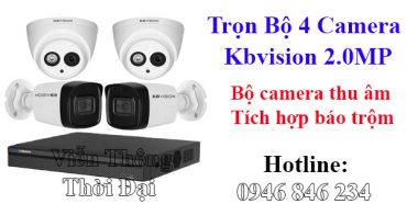 Bộ 4 camera kbvision 2mp thu âm