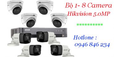 Lắp đặt trọn bộ 8 camera hikvision 5mp độ nét cao